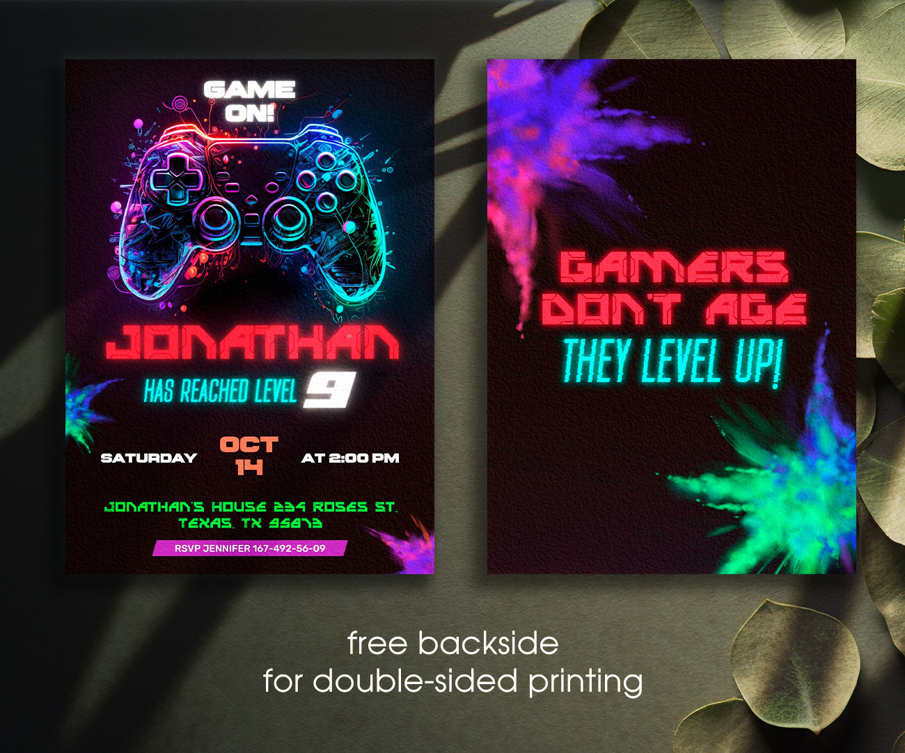 Gamer Party customizable invitation template | Share or Print | boy | KN762