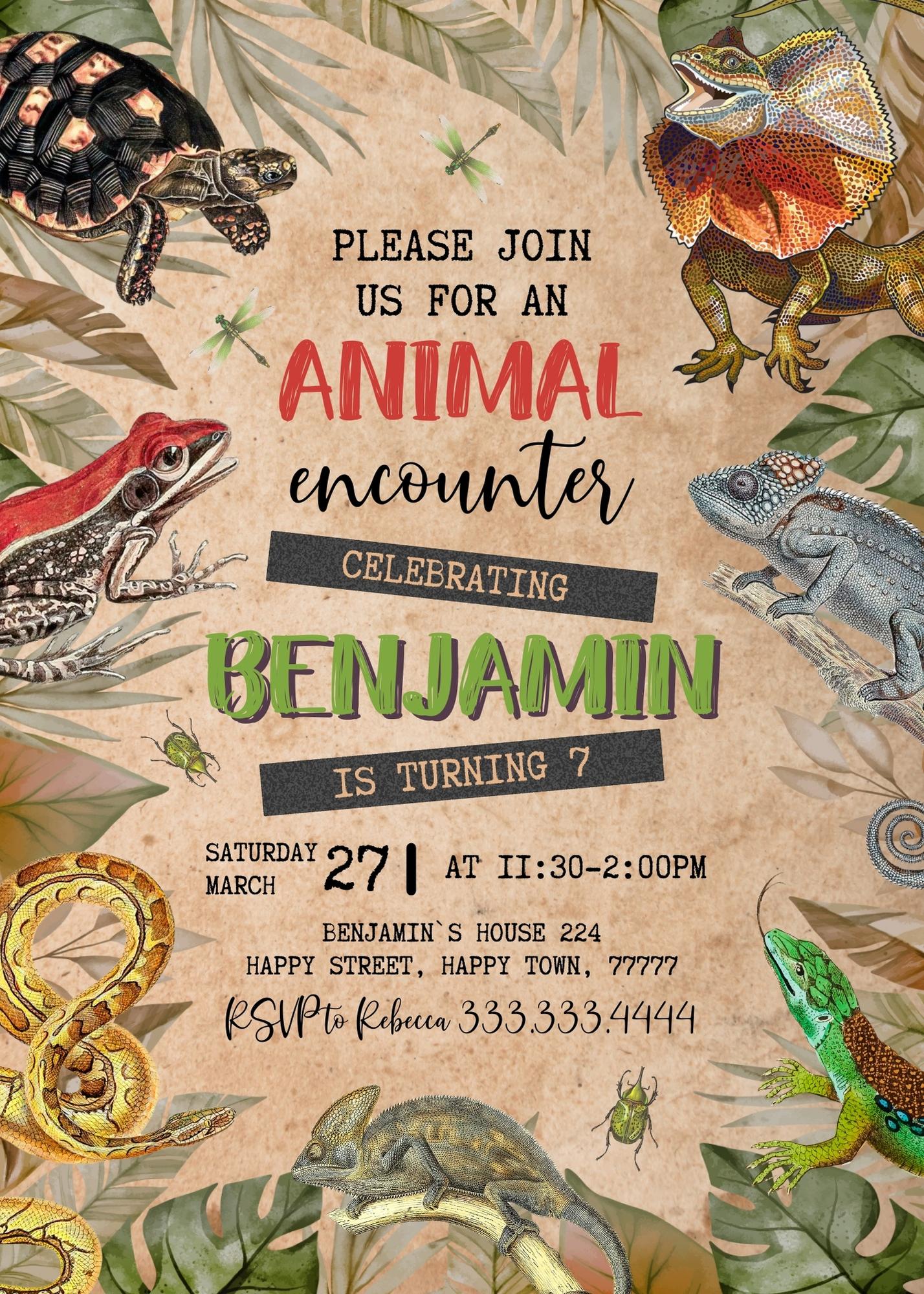 Reptile Lizard Snake customizable invitation template | Share or Print | YW761
