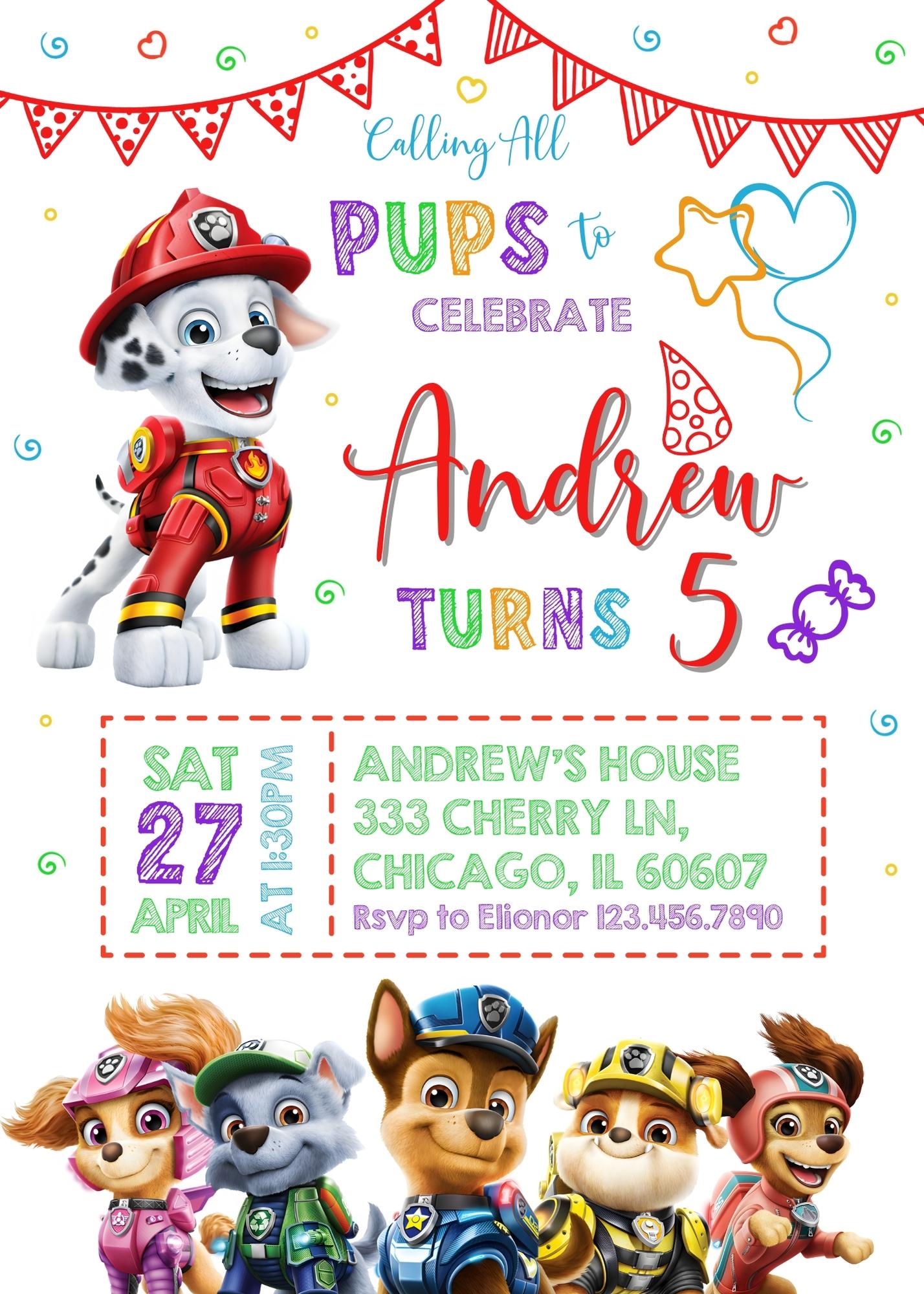 PAW Patrol customizable invitation template | Share or Print | QE150