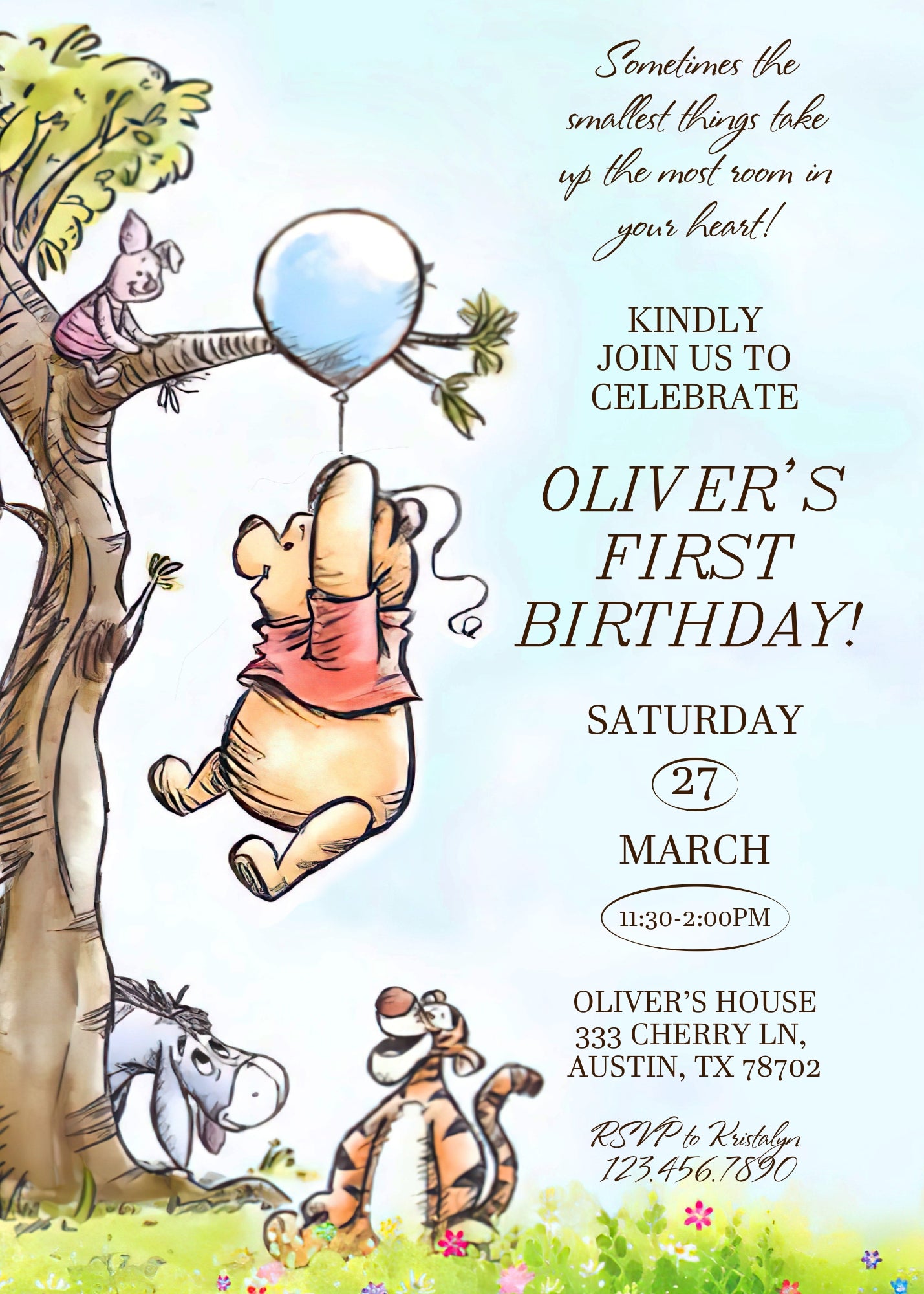 Winnie the Pooh customizable invitation template | Share or Print | QT388