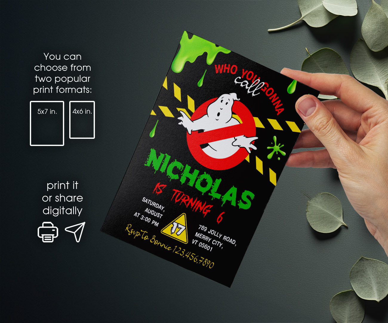 Ghostbusters customizable invitation template | Share or Print | HE271