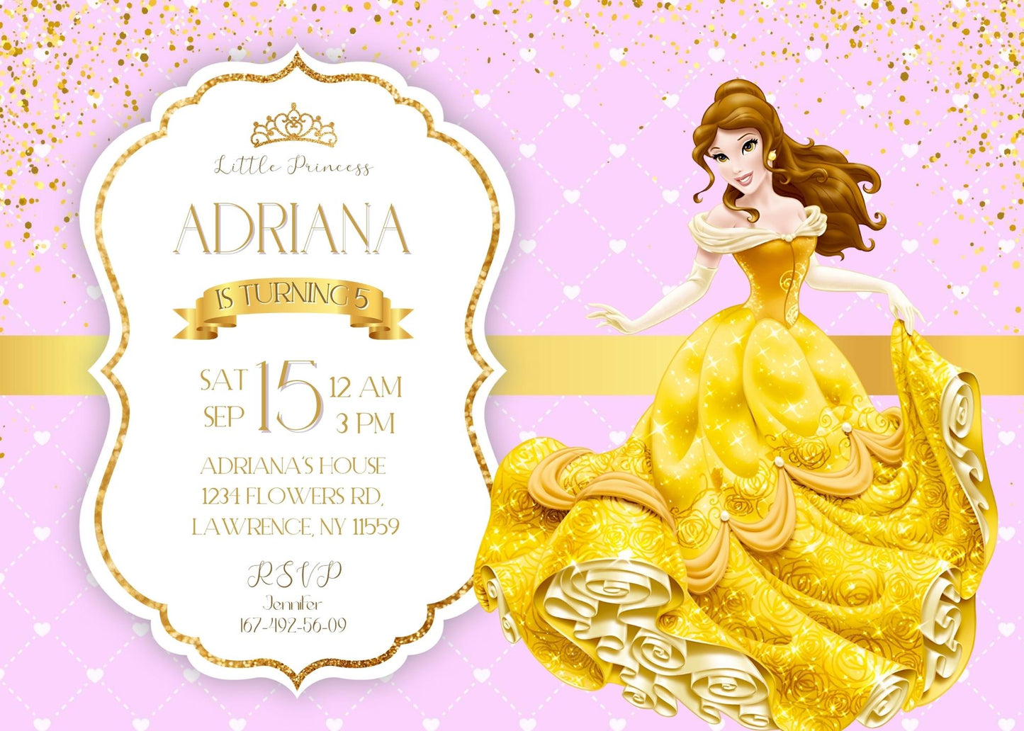 Belle Beauty And The Beast customizable invitation template | Share or Print | girl | DD188