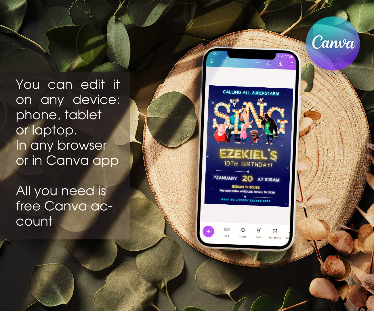 Sing Two Karaoke customizable invitation template | Share or Print | IQ948