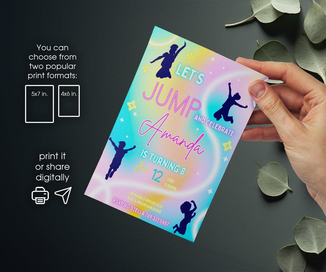 Trampoline Jump Party customizable invitation template | Share or Print | YL984