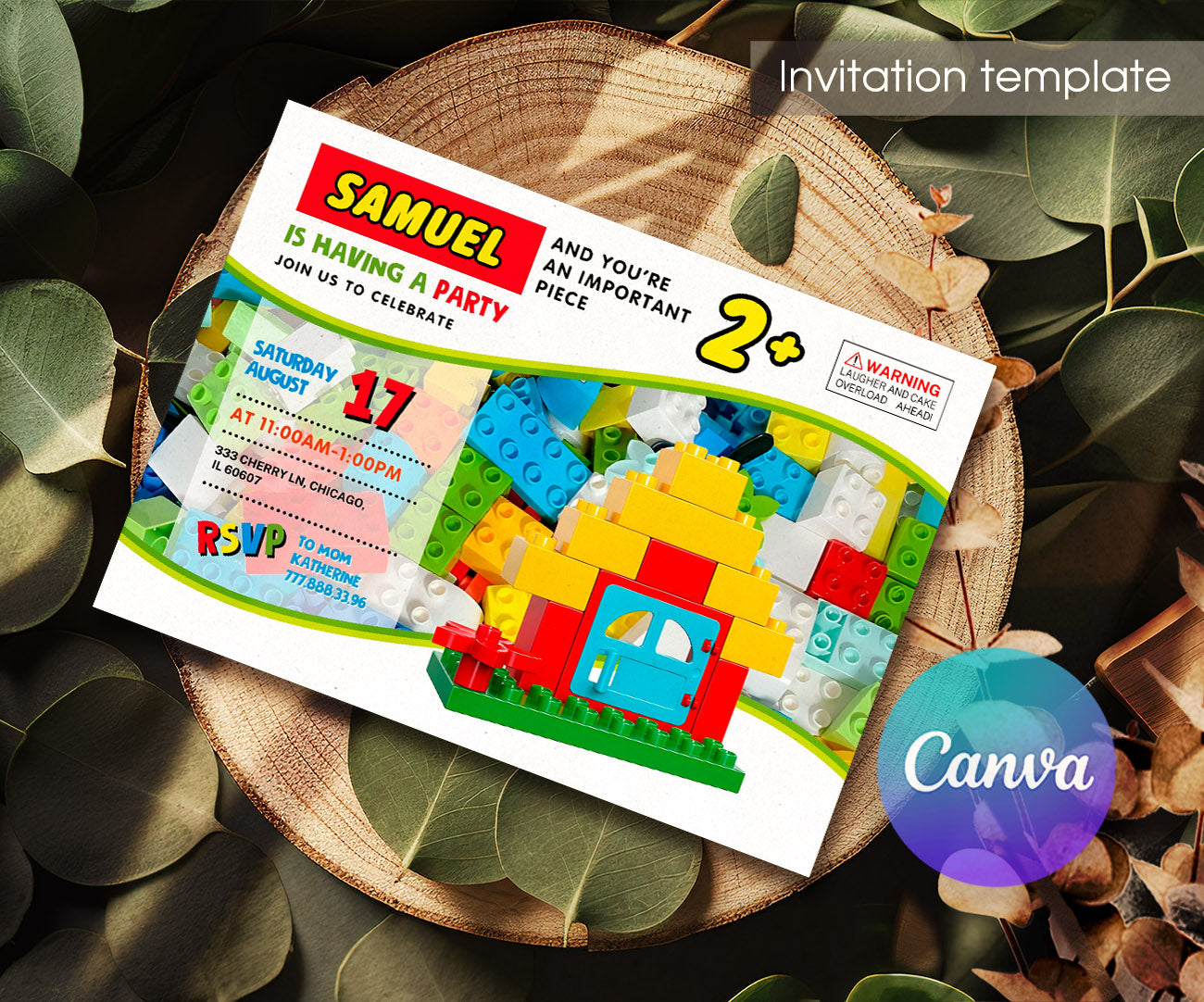 Lego Duplo House customizable invitation template | Share or Print | AH015