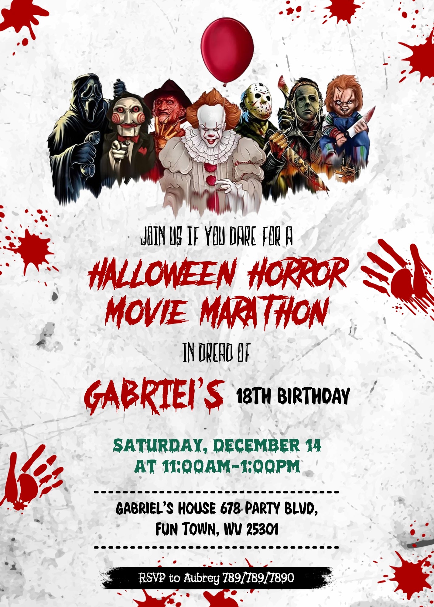 Horror Killer Movie Party customizable invitation template | Share or Print | UQ425