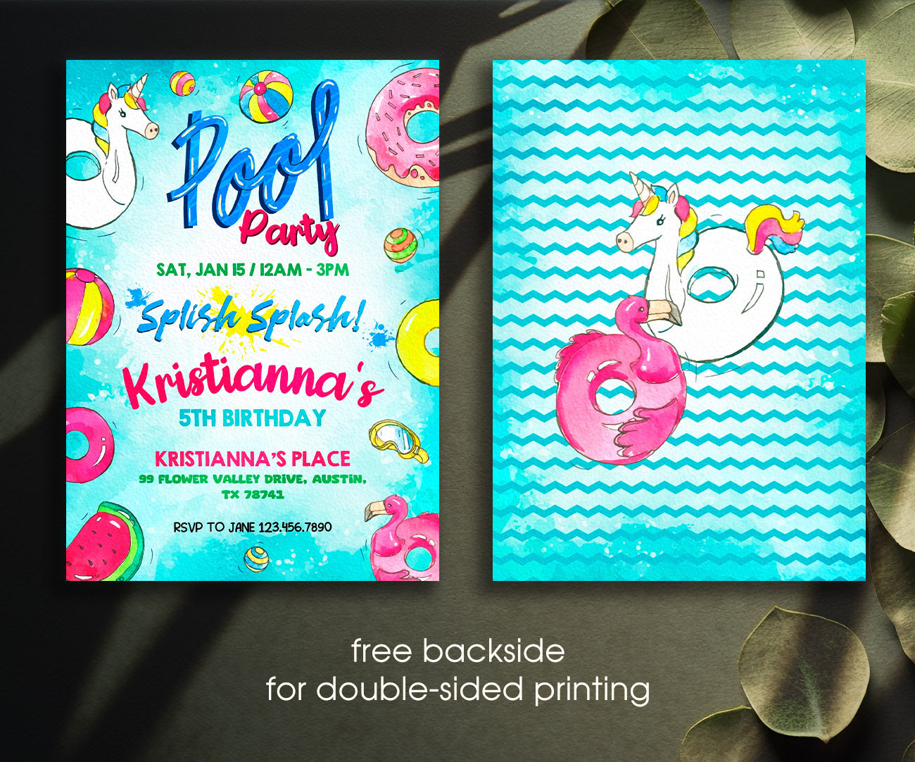 Pool Party customizable invitation template | Share or Print | girl | TG554