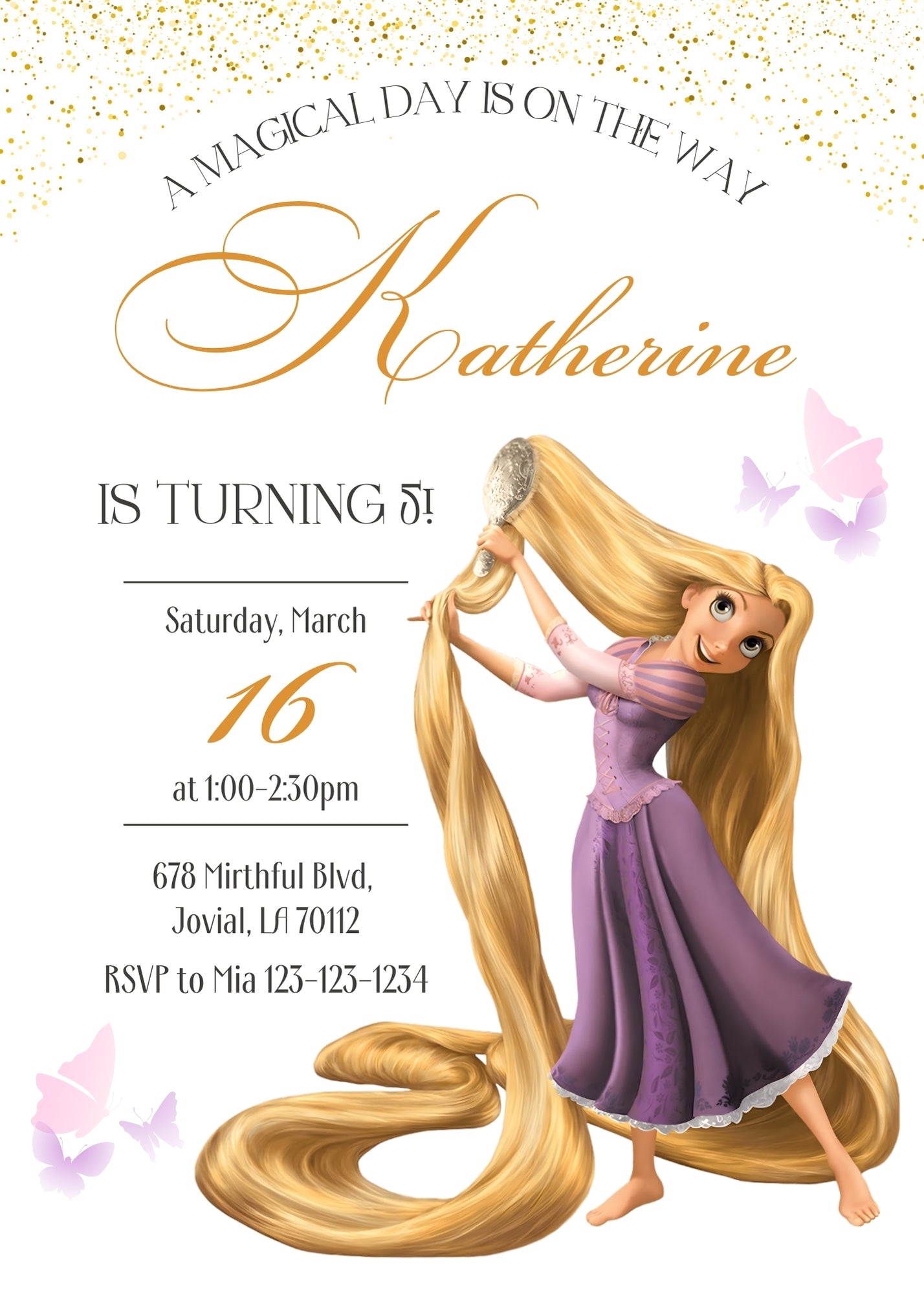 Rapunzel Princess Tangled customizable invitation template | Share or Print | girl | RO815