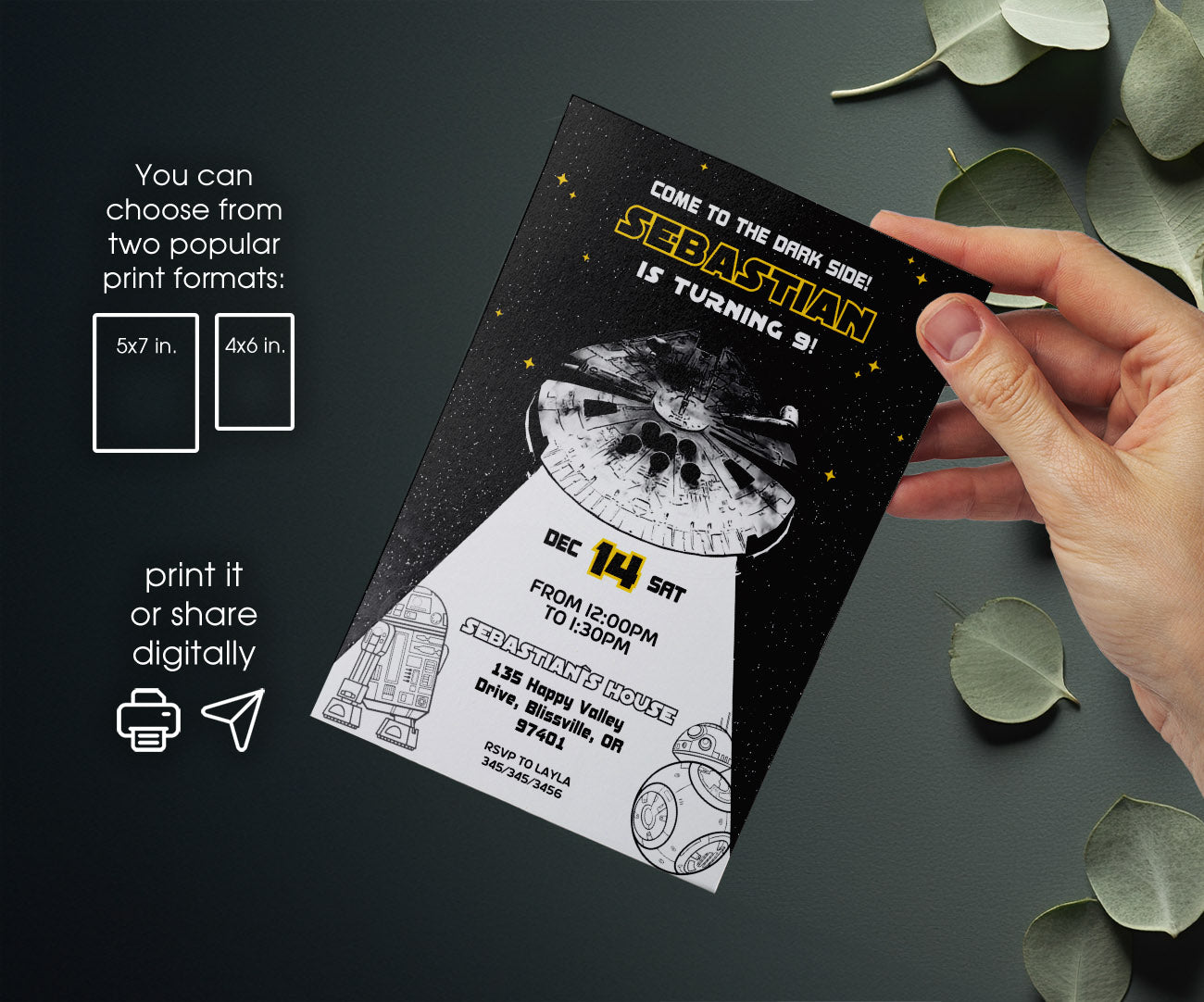 Star Wars Darth Vader customizable invitation template | Share or Print | boy | RY585