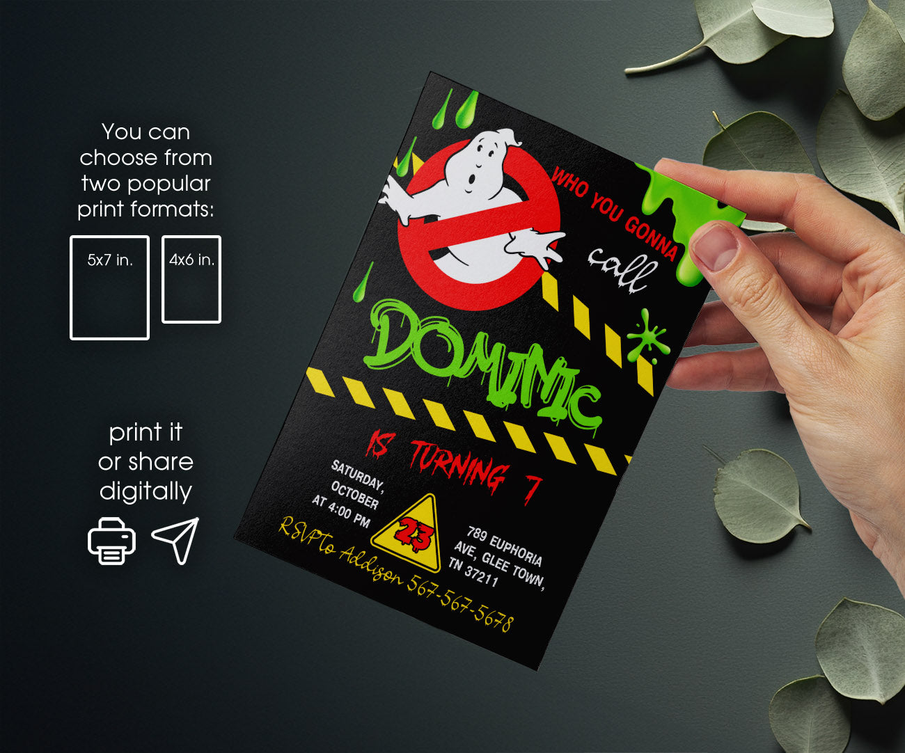Ghostbusters customizable invitation template | Share or Print | EI508