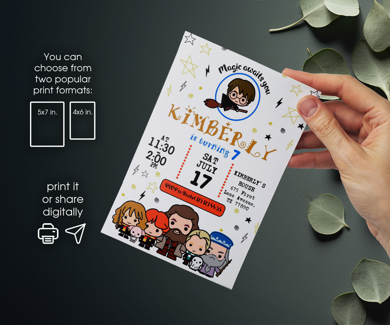 Harry Potter customizable invitation template | Share or Print | UU979
