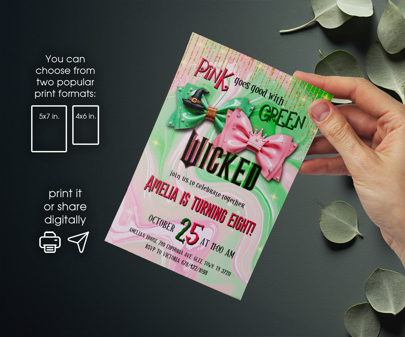Wicked Musical Movie customizable invitation template | Share or Print | AA850