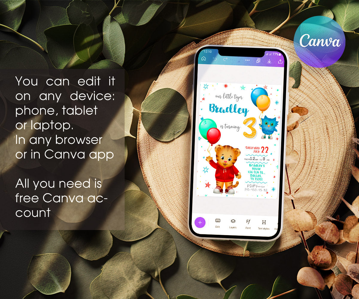 Daniel Tiger's Neighborhood customizable invitation template | Share or Print | IH261