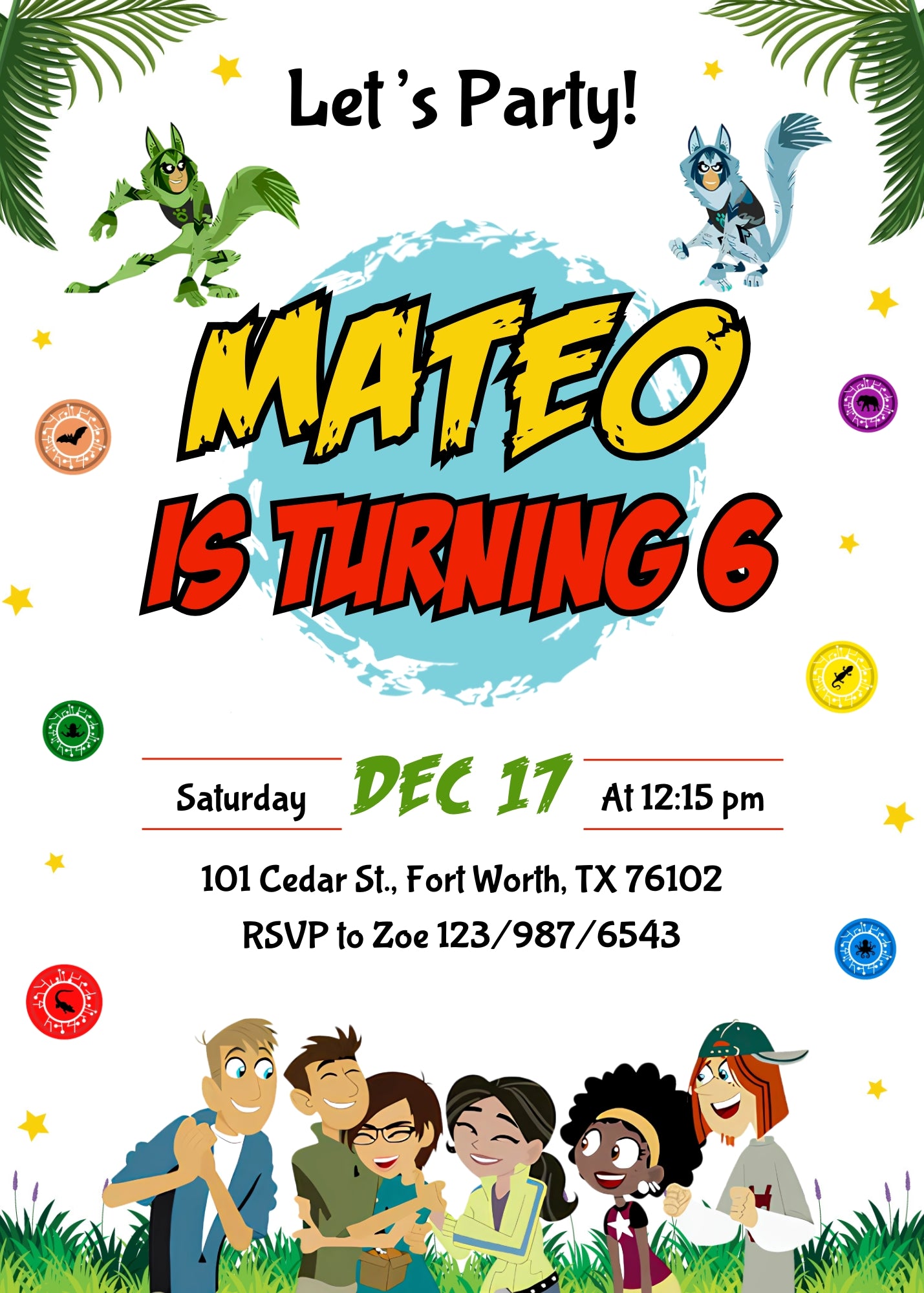 Wild Kratts Creature Hero customizable invitation template | Share or Print | TG414