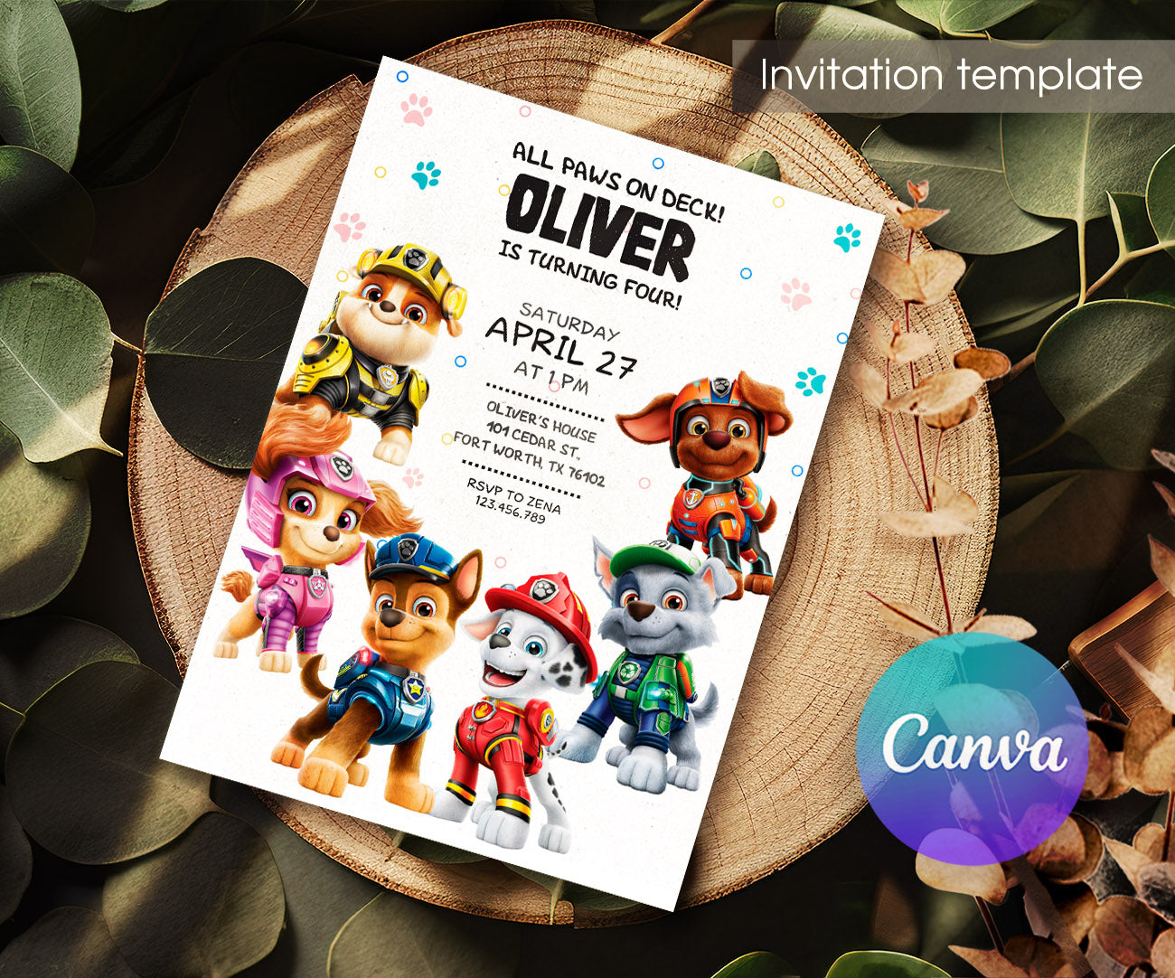 PAW Patrol customizable invitation template | Share or Print | NU668