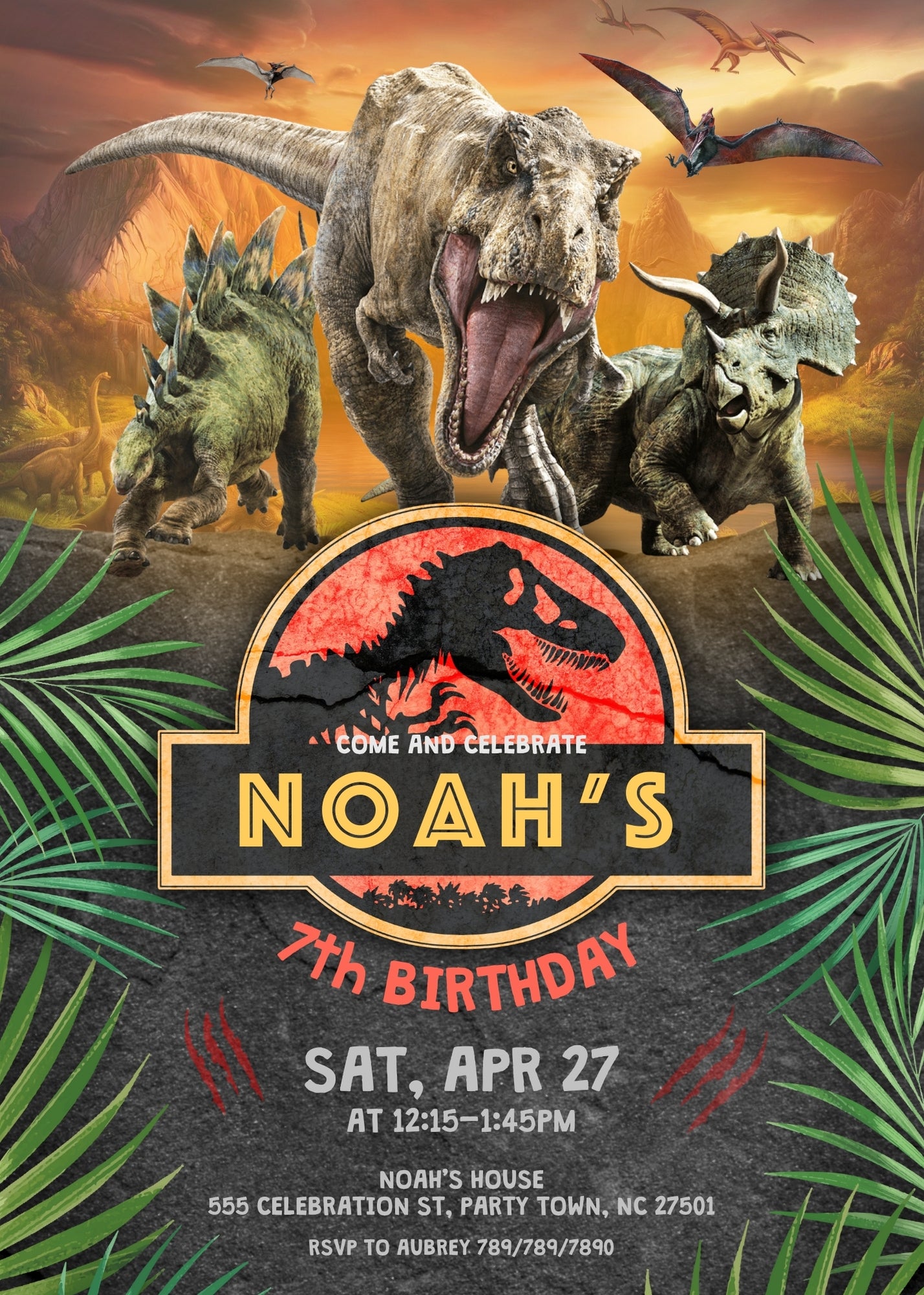 Jurassic Park Dinosaur customizable invitation template | Share or Print | JI231