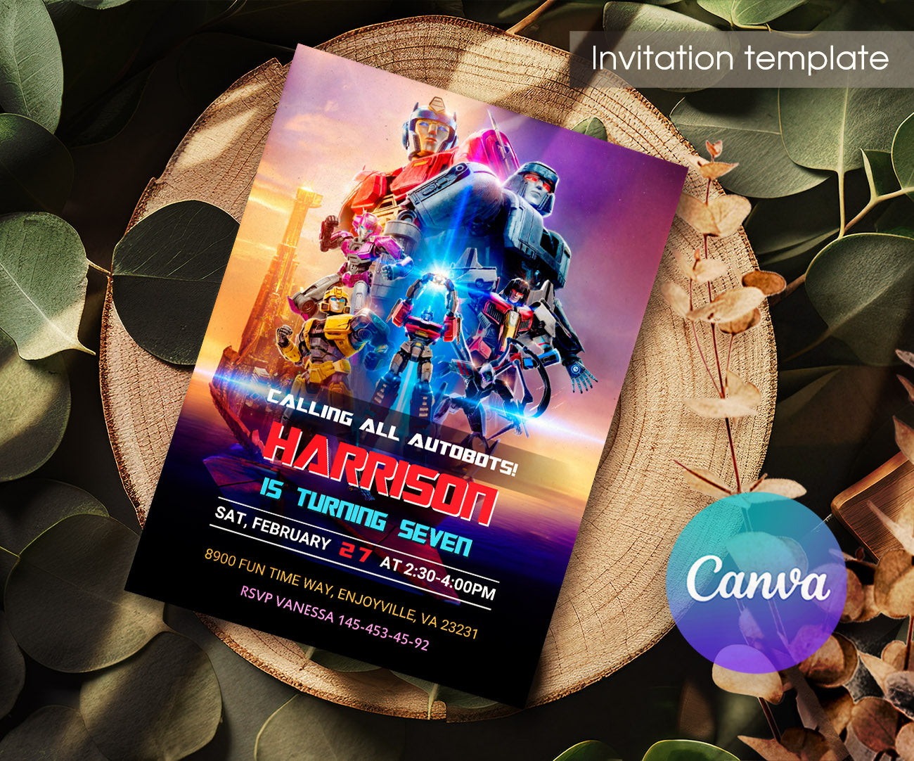 Transformers One Rescue Bots customizable invitation template | Share or Print | boy | EA714