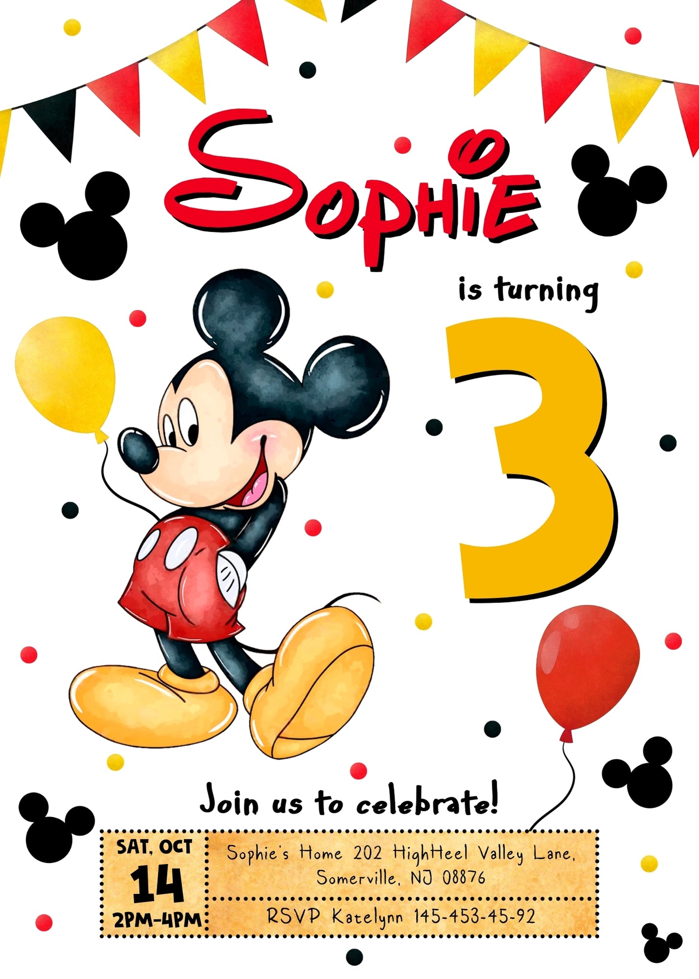 Mickey Mouse and Friends customizable invitation template | Share or Print | ZX114