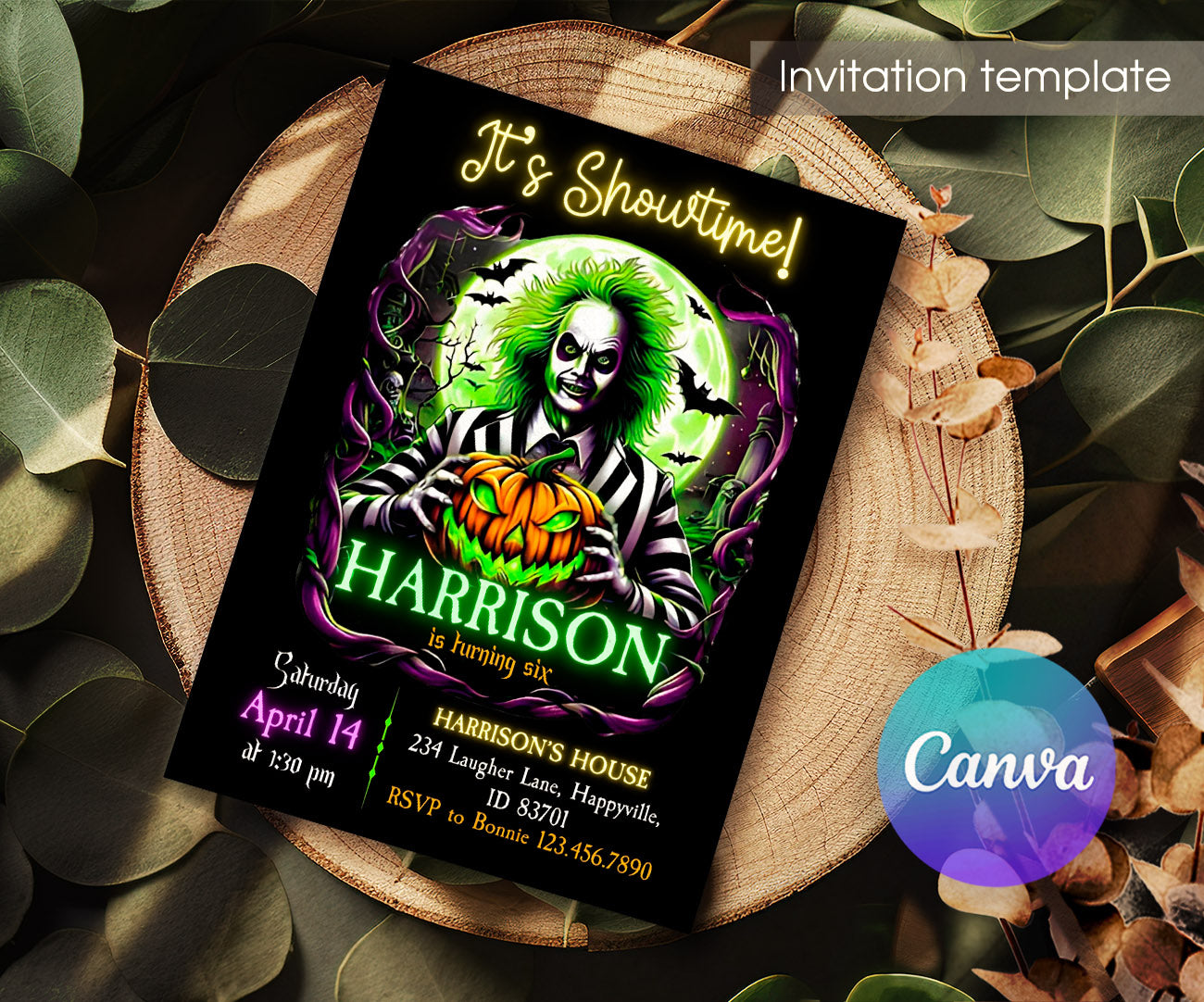 Beetlejuice Halloween customizable invitation template | Share or Print | QX873