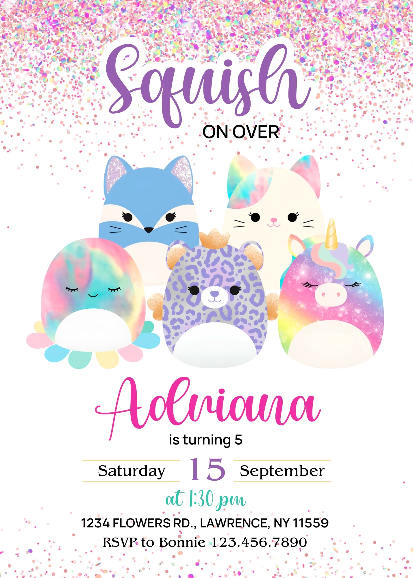 Squishmallows customizable invitation template | Share or Print | CK958