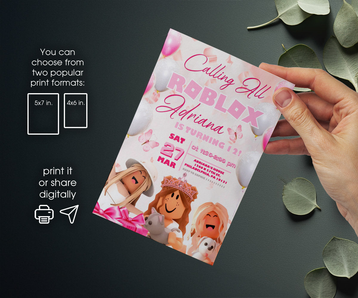 Roblox Gamer customizable invitation template | Share or Print | NI199