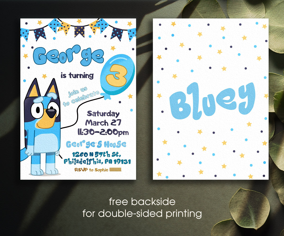 Bluey Bingo customizable invitation template | Share or Print | FD285