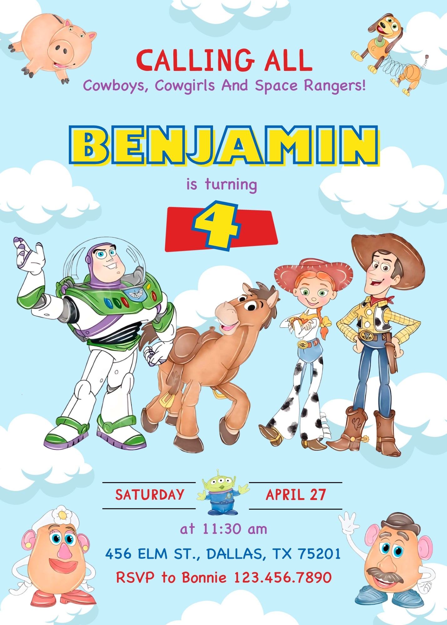 Toy Story Woody customizable invitation template | Share or Print | DL768
