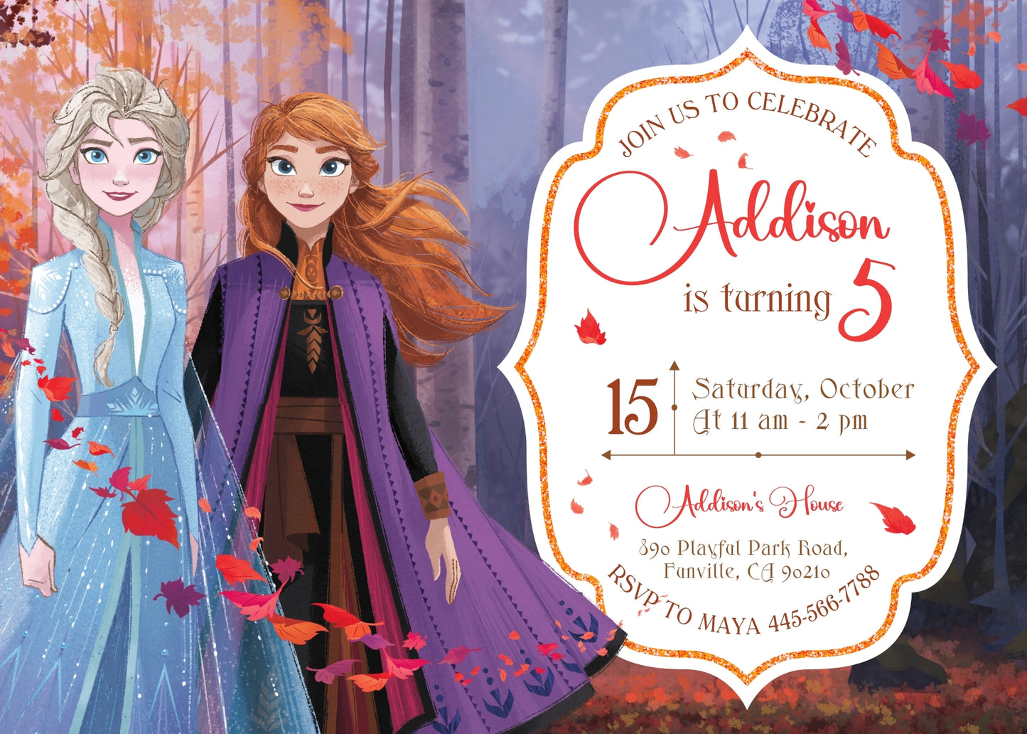 Frozen Elsa customizable invitation template | Share or Print | girl | EK370
