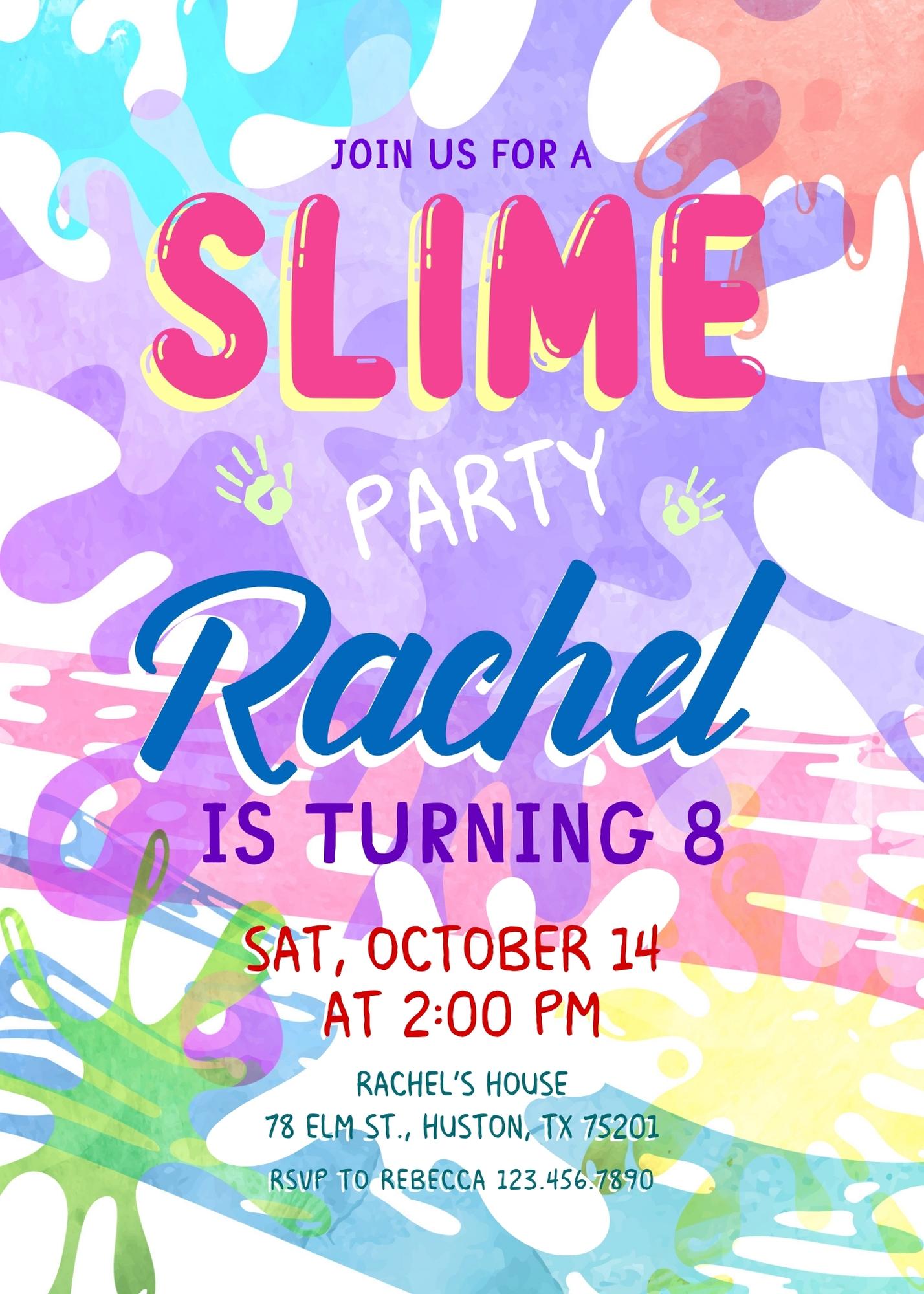 Slime Diy Party customizable invitation template | Share or Print | FN795