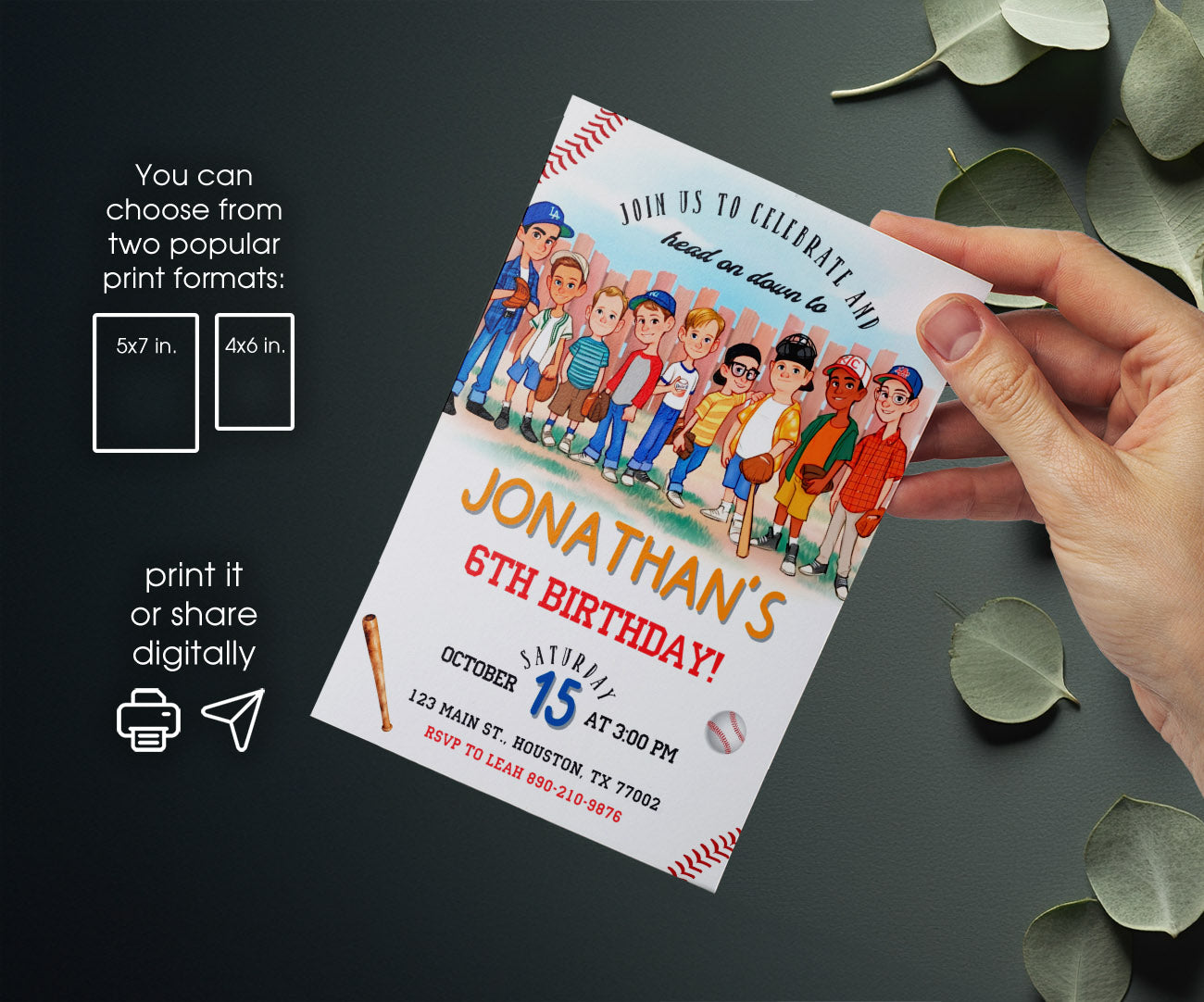 Baseball MLB Sport customizable invitation template | Share or Print | IX913