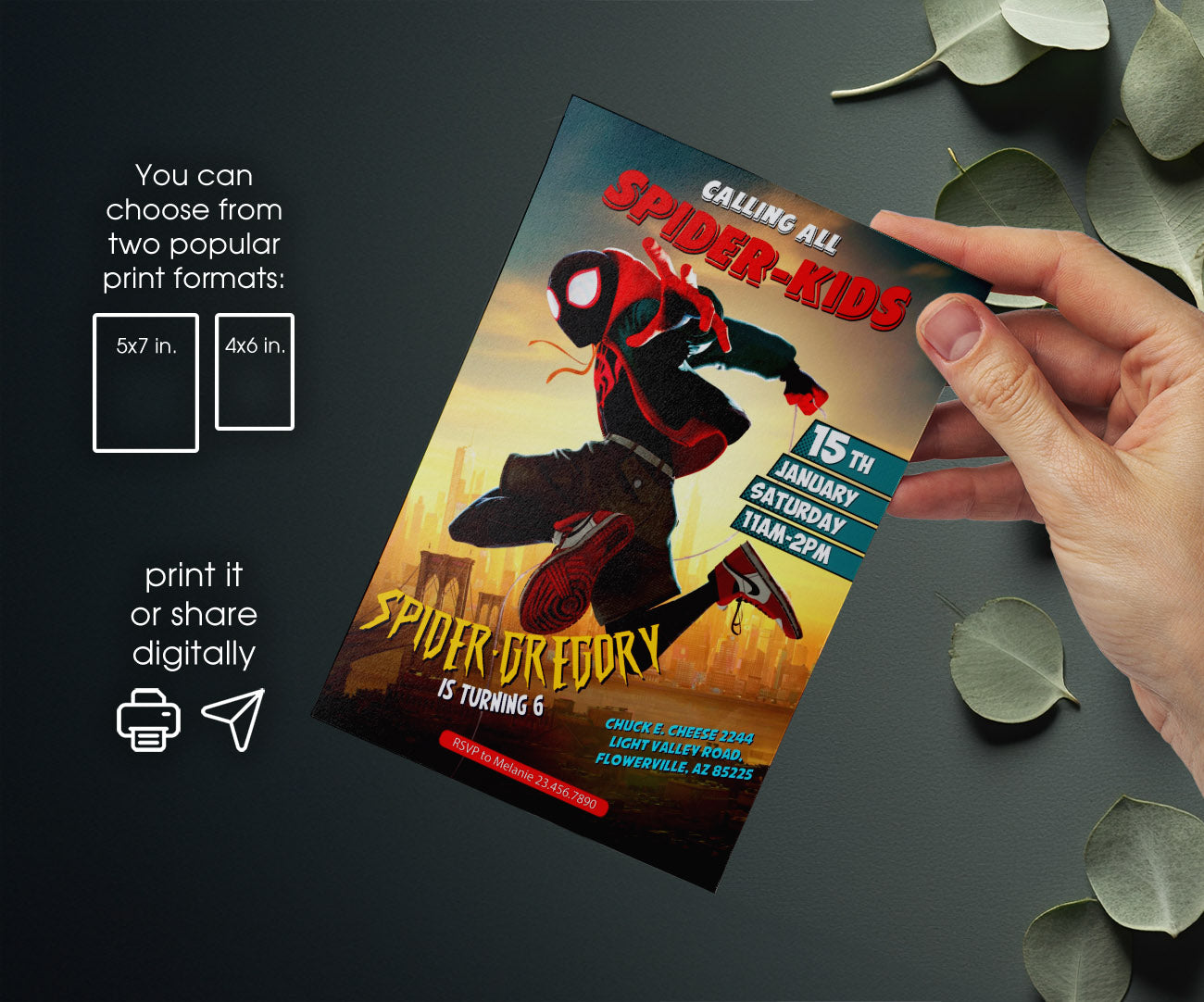 Spider Man Across the Spider-Verse customizable invitation template | Share or Print | boy | SV656