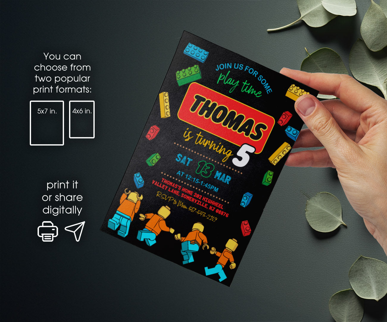 Lego Minifigures customizable invitation template | Share or Print | HD114