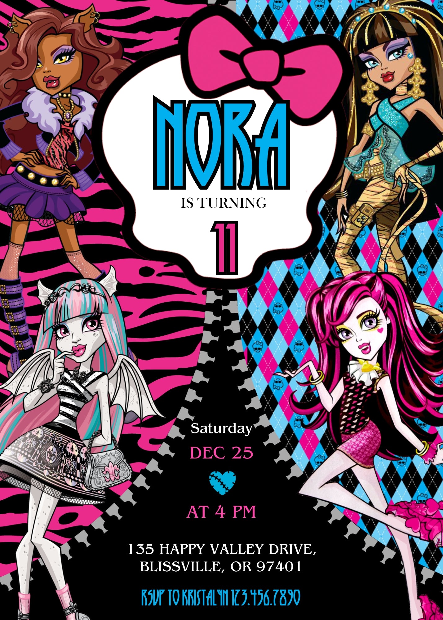 Monster High customizable invitation template | Share or Print | girl | VE336
