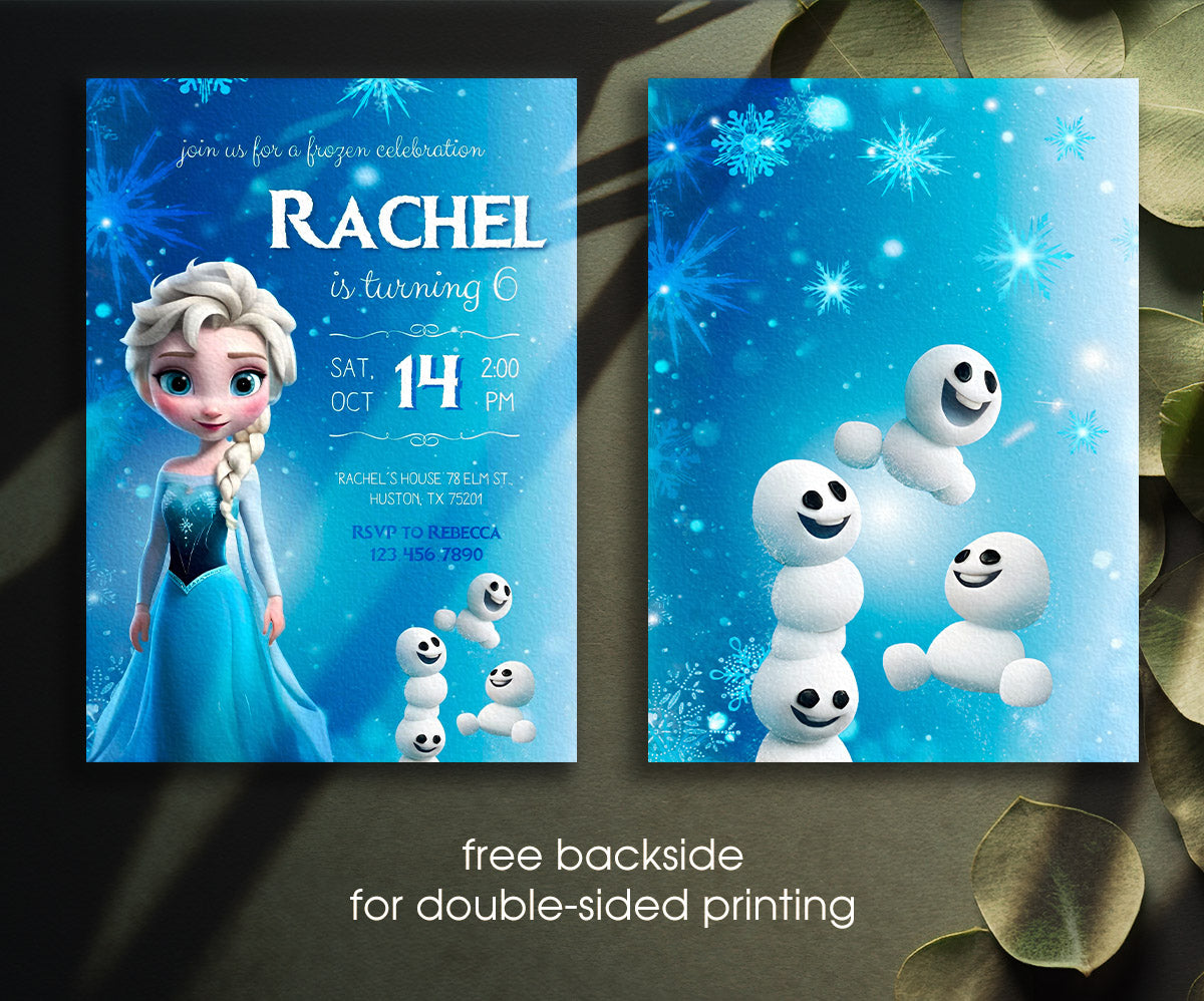 Frozen Elsa customizable invitation template | Share or Print | girl | JN586
