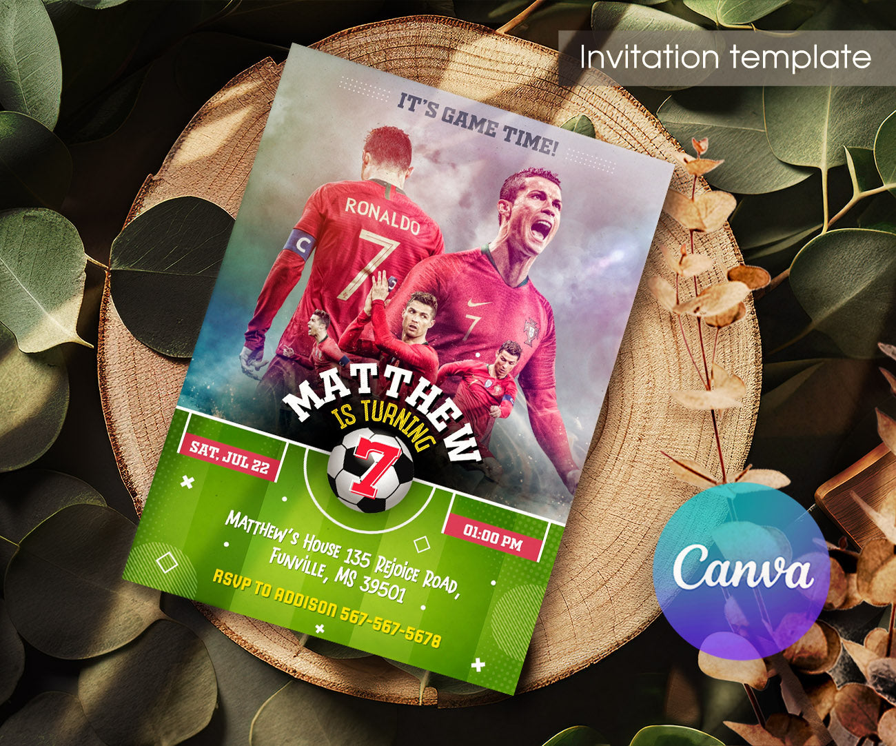 Ronaldo Fifa Soccer customizable invitation template | Share or Print | IM484