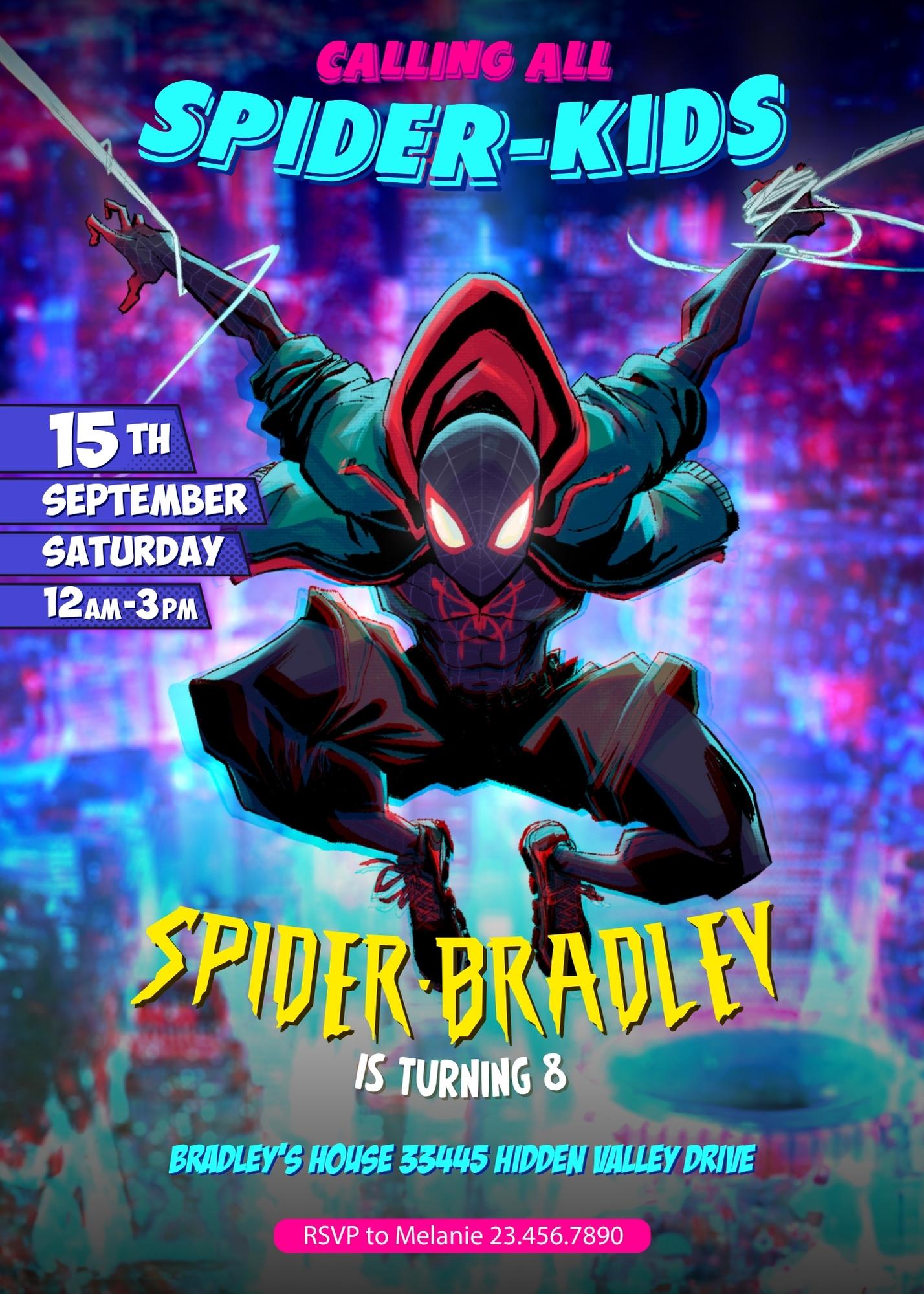 Spider Man Across the Spider-Verse customizable invitation template | Share or Print | boy | YN752