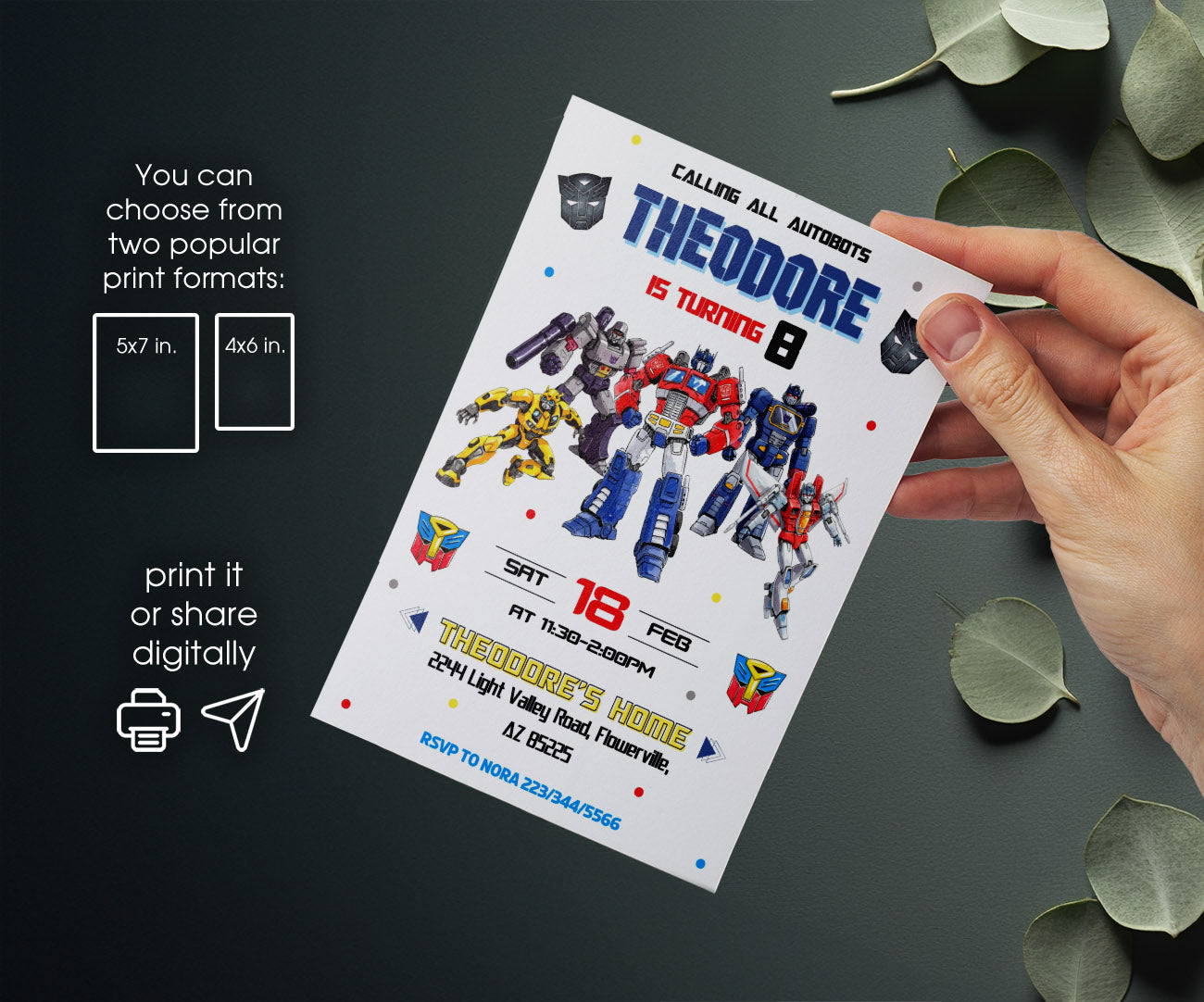 Transformers Rescue Bots customizable invitation template | Share or Print | boy | KL725