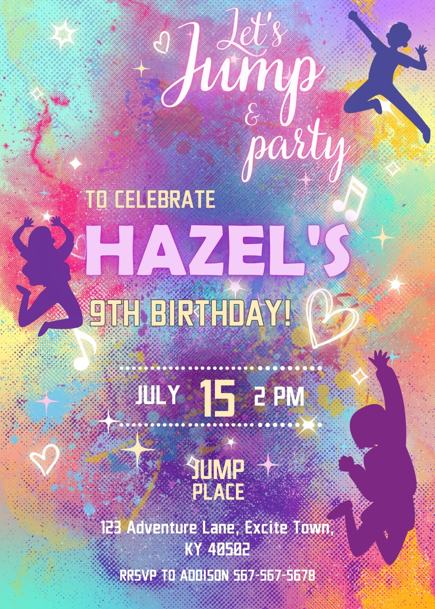Trampoline Jump Party customizable invitation template | Share or Print | AL010