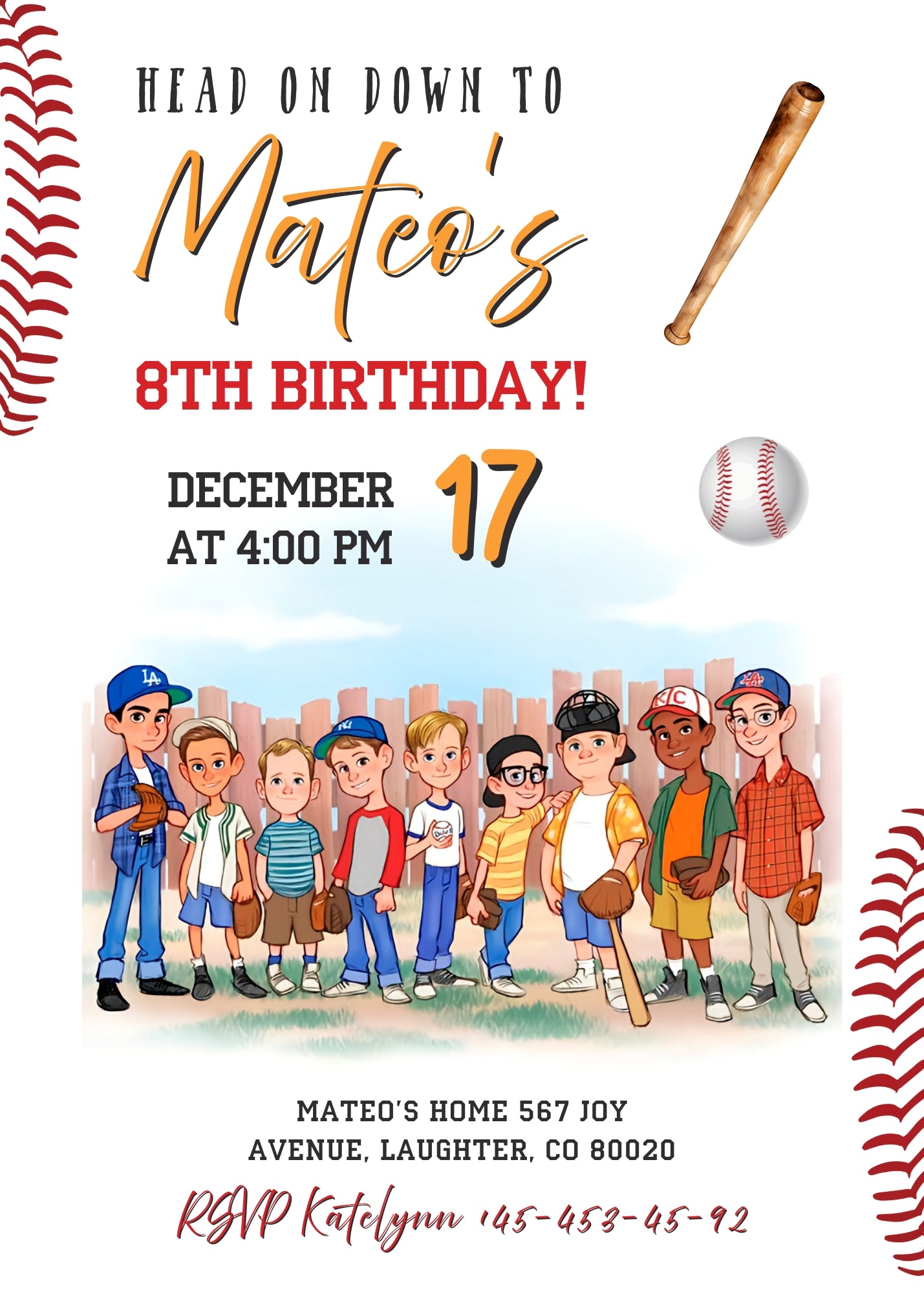 Baseball MLB Sport customizable invitation template | Share or Print | AP904