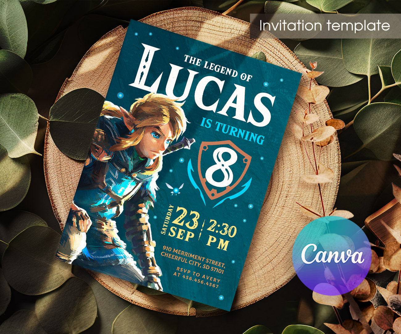 Legend of Zelda Gamer customizable invitation template | Share or Print | IM770