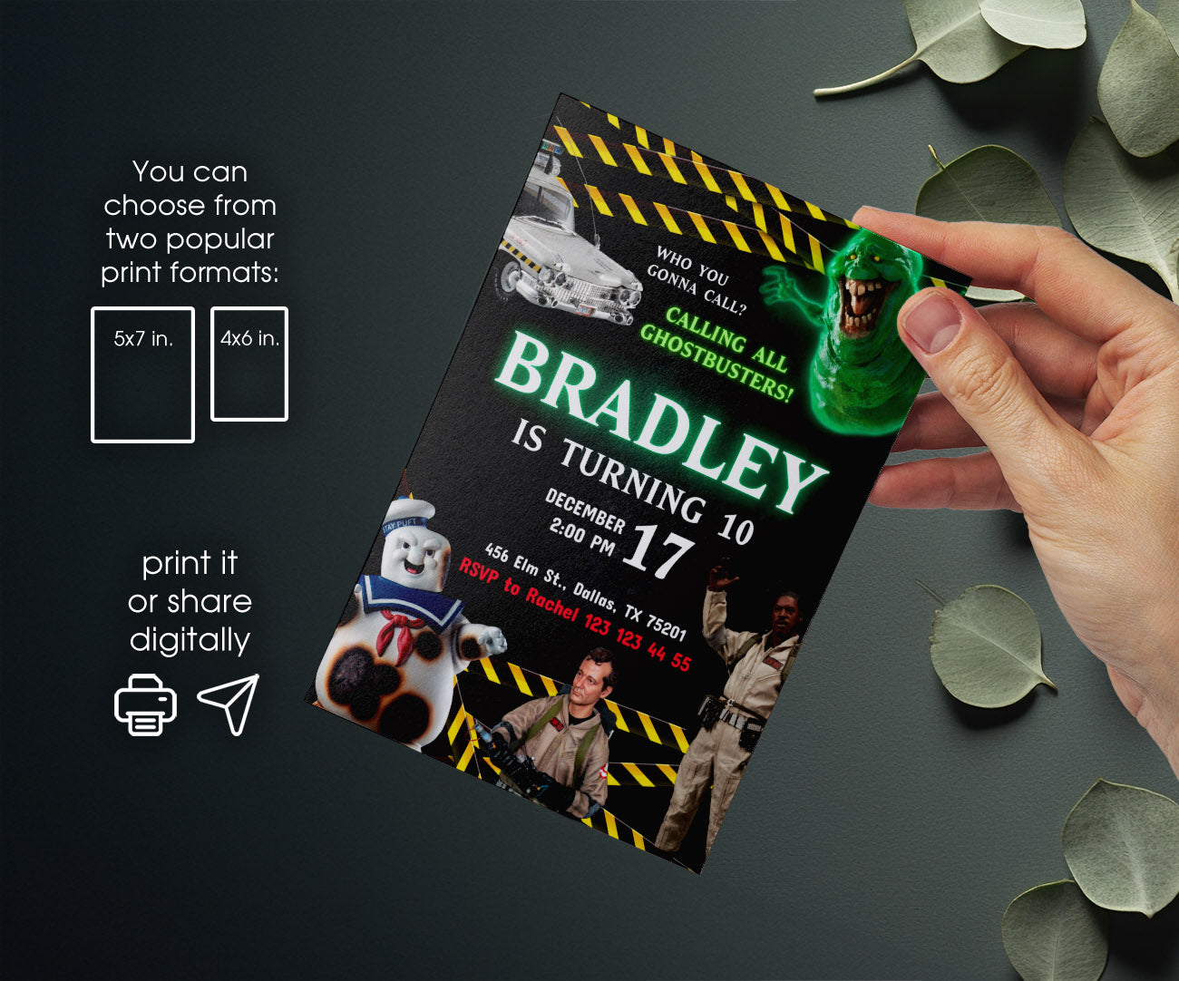 Ghostbusters customizable invitation template | Share or Print | UK201