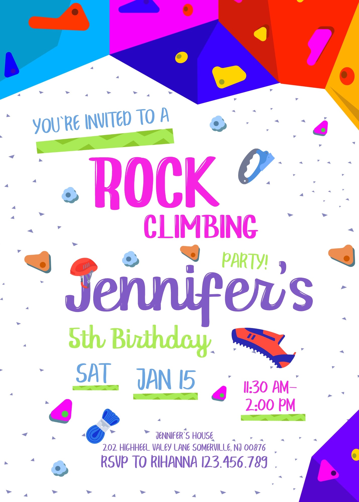 Rock Climbing customizable invitation template | Share or Print | IX795