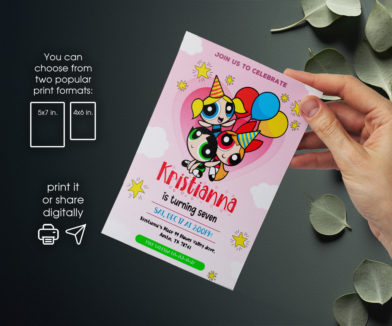 The Powerpuff Girls customizable invitation template | Share or Print | girl | LJ855