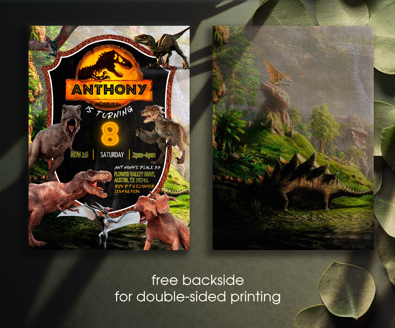 Jurassic Park Dinosaur customizable invitation template | Share or Print | ZV726