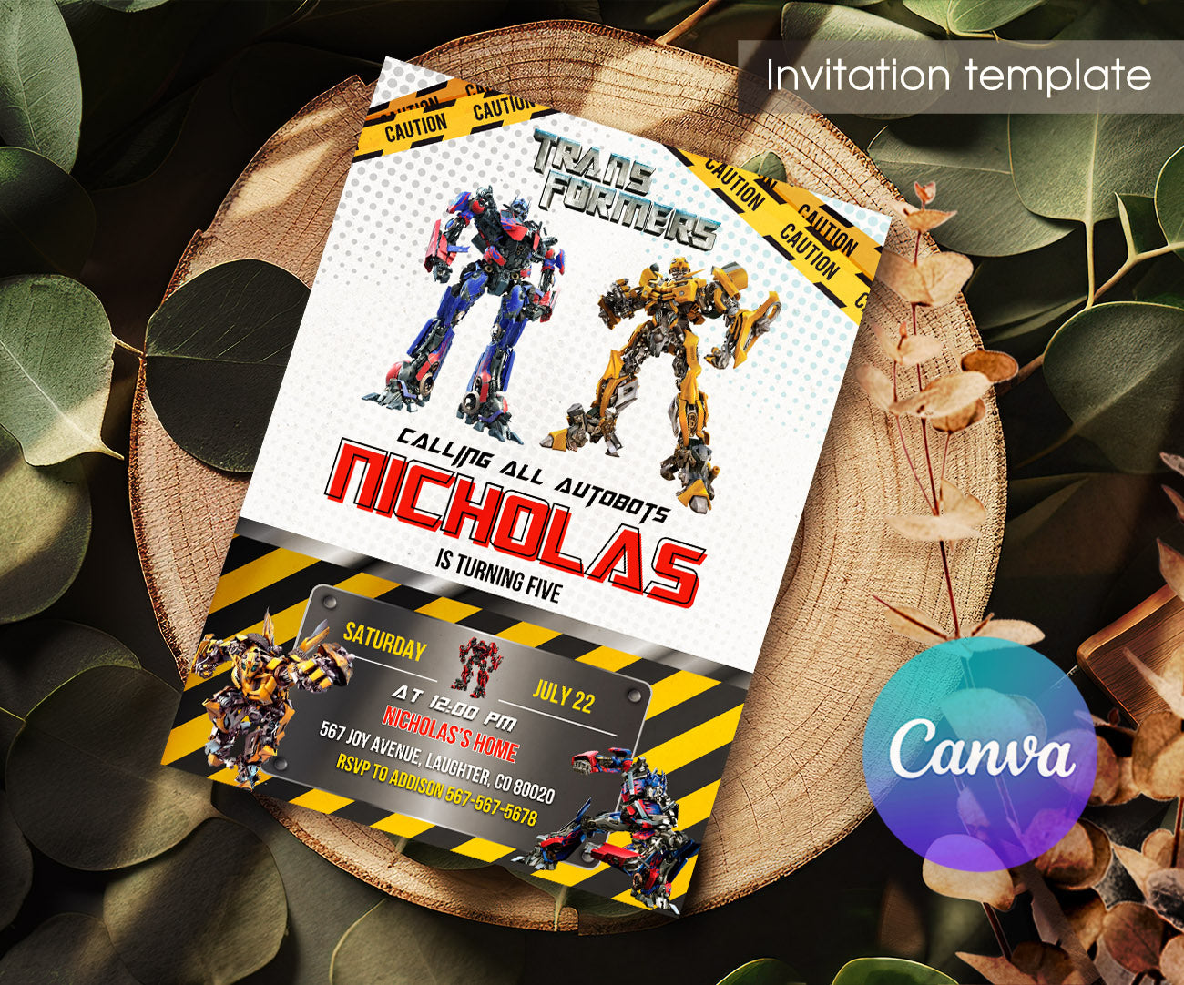 Transformers Rescue Bots customizable invitation template | Share or Print | boy | XC075
