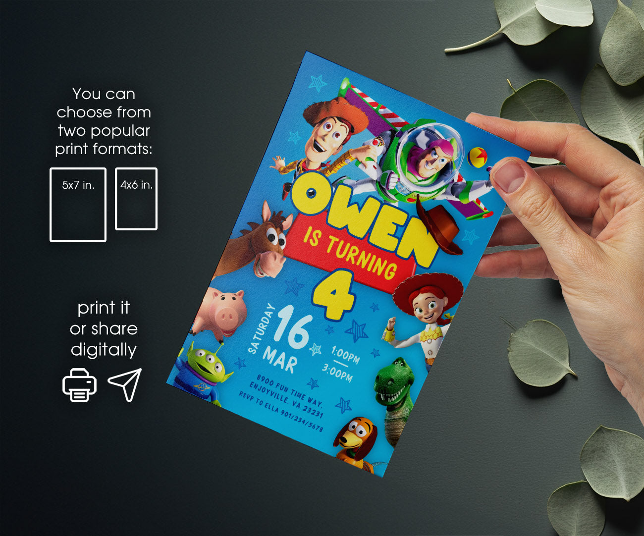 Toy Story Woody customizable invitation template | Share or Print | CS205