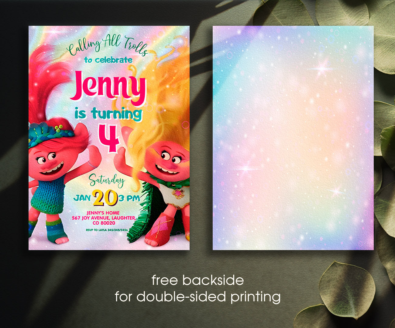 Trolls Poppy customizable invitation template | Share or Print | BS329