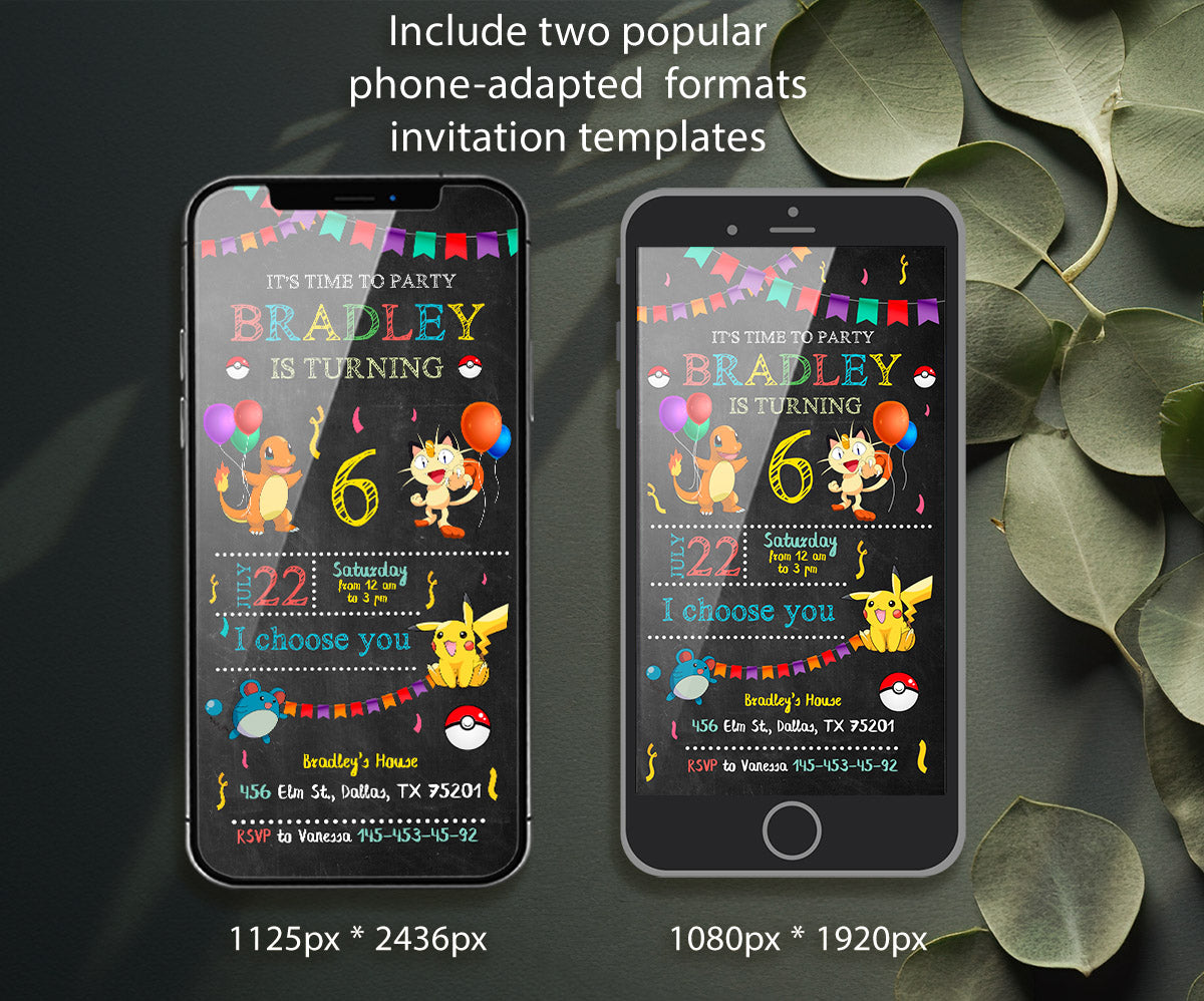 Pokemon Pikachu customizable invitation template | Share or Print | IX560