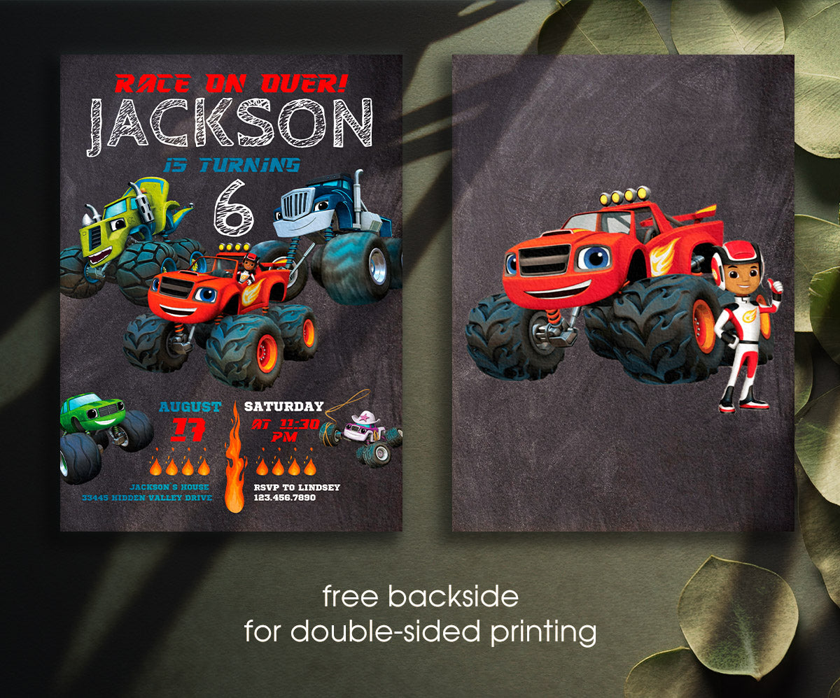Blaze Monster Machines Trucks customizable invitation template | Share or Print | boy | CQ587