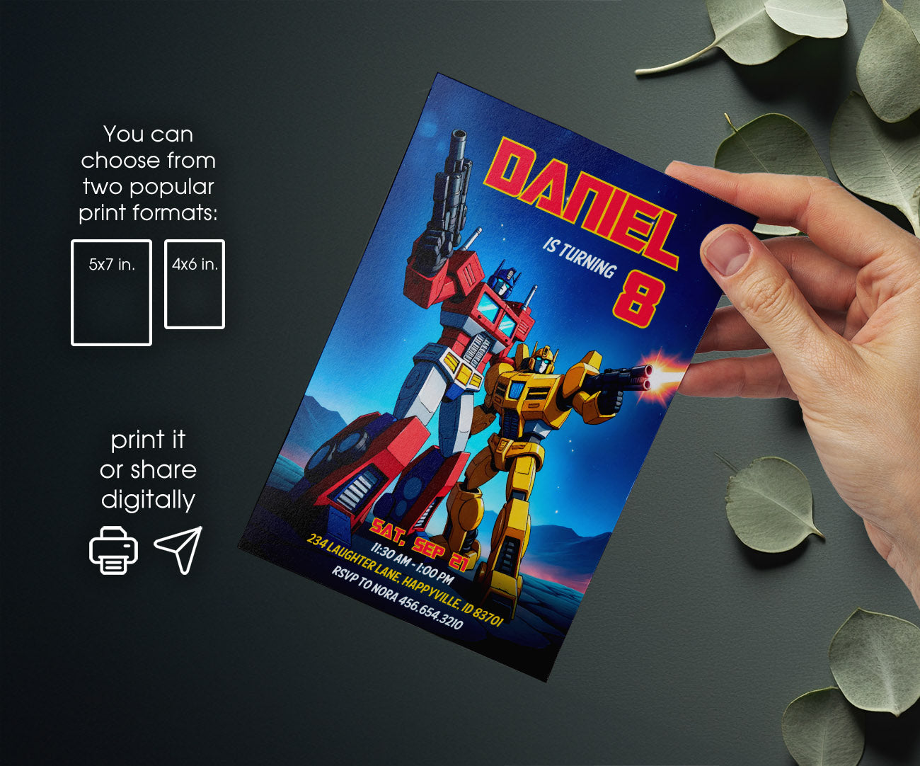 Transformers Rescue Bots customizable invitation template | Share or Print | boy | FE005